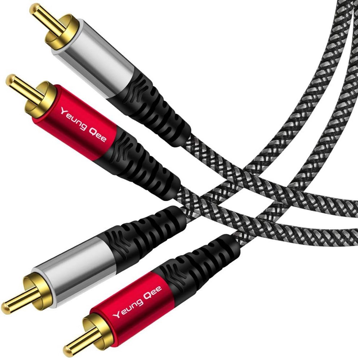 RCA Stereo Audio Kabel 2xRCA Mannelijk naar 2xRCA Mannelijk 10 Meter - Gevlochten Audiokabel voor Thuisbioscoop en Versterkers