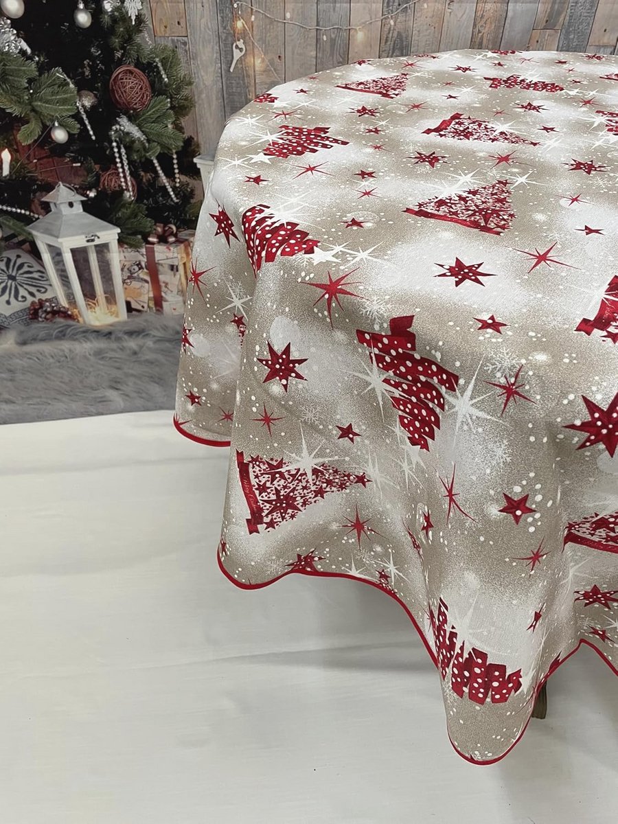 Rond kersttafelkleed 180 cm - Elegant en modern design voor een sfeervolle kerst
