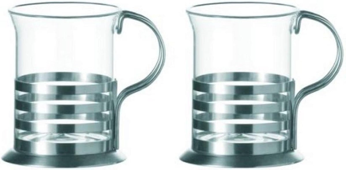 Set van 2 handgemaakte theeglazen van hittebestendig glas 350 ml