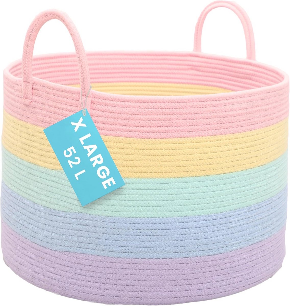 Pastel Regenboog Opbergmand 50x33cm - Speelgoedopslag & Dekenzak