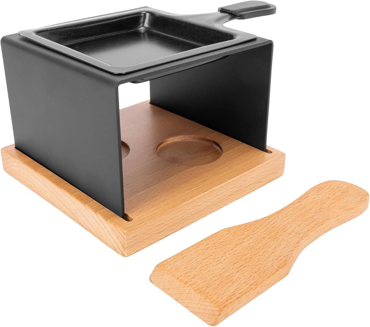 Vierkant Raclette-apparaat RVS voor 1 Persoon met Spatel - Compact en Elegant