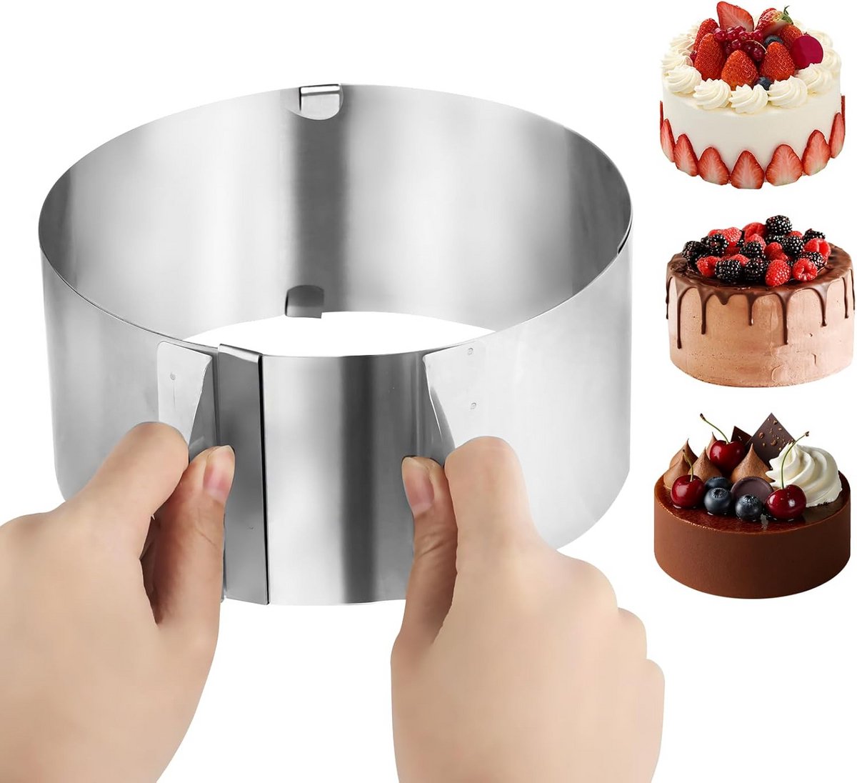 Verstelbare Taartring RVS - Ø 16-30 cm - Bakring voor Taarten en Gebak - Hoogte 8 cm