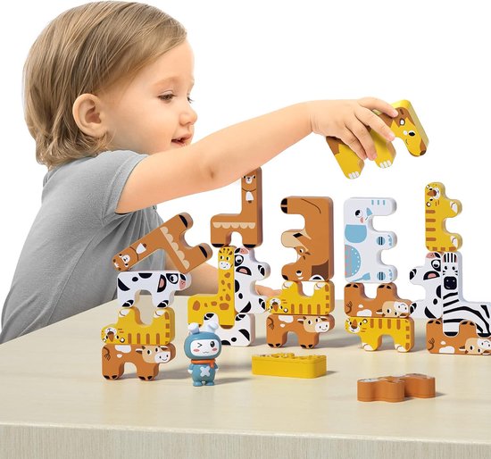 Stapelen Games Speelgoed Kinderen Montessori Dierenbalans Blokken Games Peuter Educatief Stapelen Hoge Bouwsteen Speelgoed voor 3 4 5 6 Jaar Oude Kinderen Baby's Volwassenen Jongens Meisjes (15 stuks) — afbeelding 5