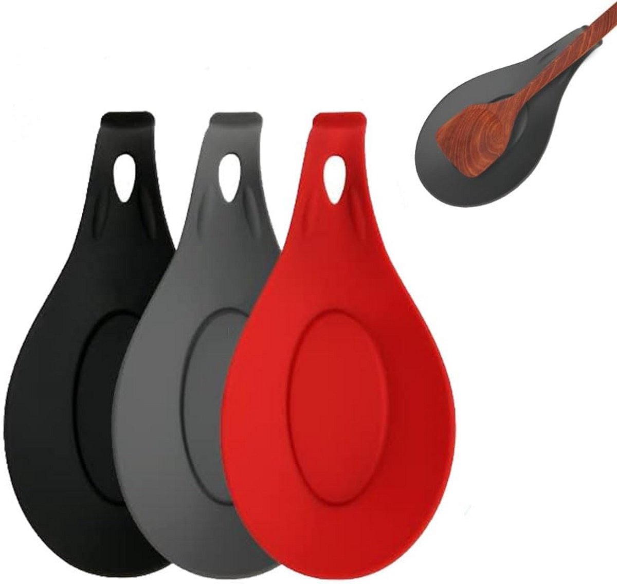 3 Stuks Siliconen Lepelhouder Set: Ergonomisch Rek voor Kooklepels en Keukengerei