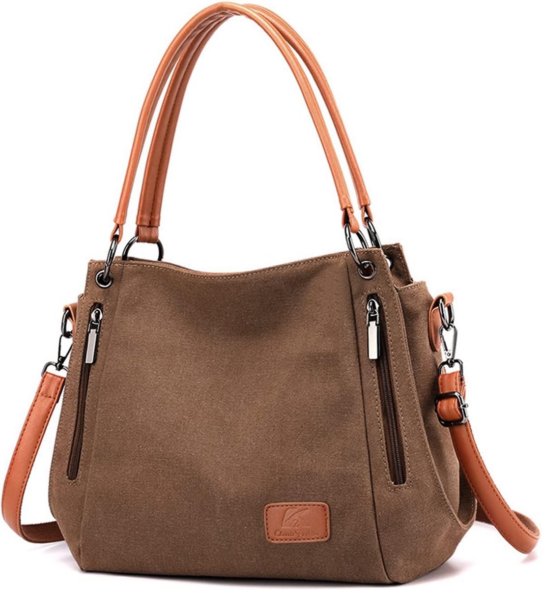 Grote Canvas Schoudertas Dames | Afneembare Riem | Shopper voor Werk, School en Reizen