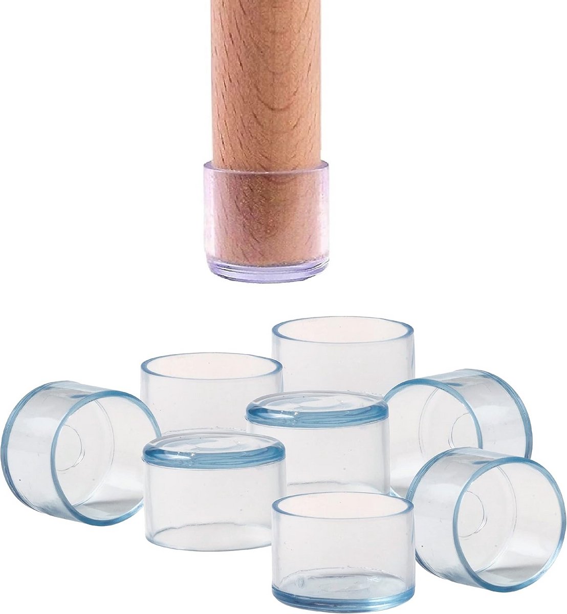 Set van 16 Transparante Dopjes voor Ronde Stoel- en Tafelpoten (35mm) - Kras- en Geluidsdempend