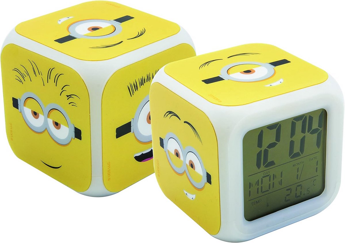 Digitale Wekker Dobbelsteen met Datum, Temperatuur en 7 Kleuren Nachtlampje