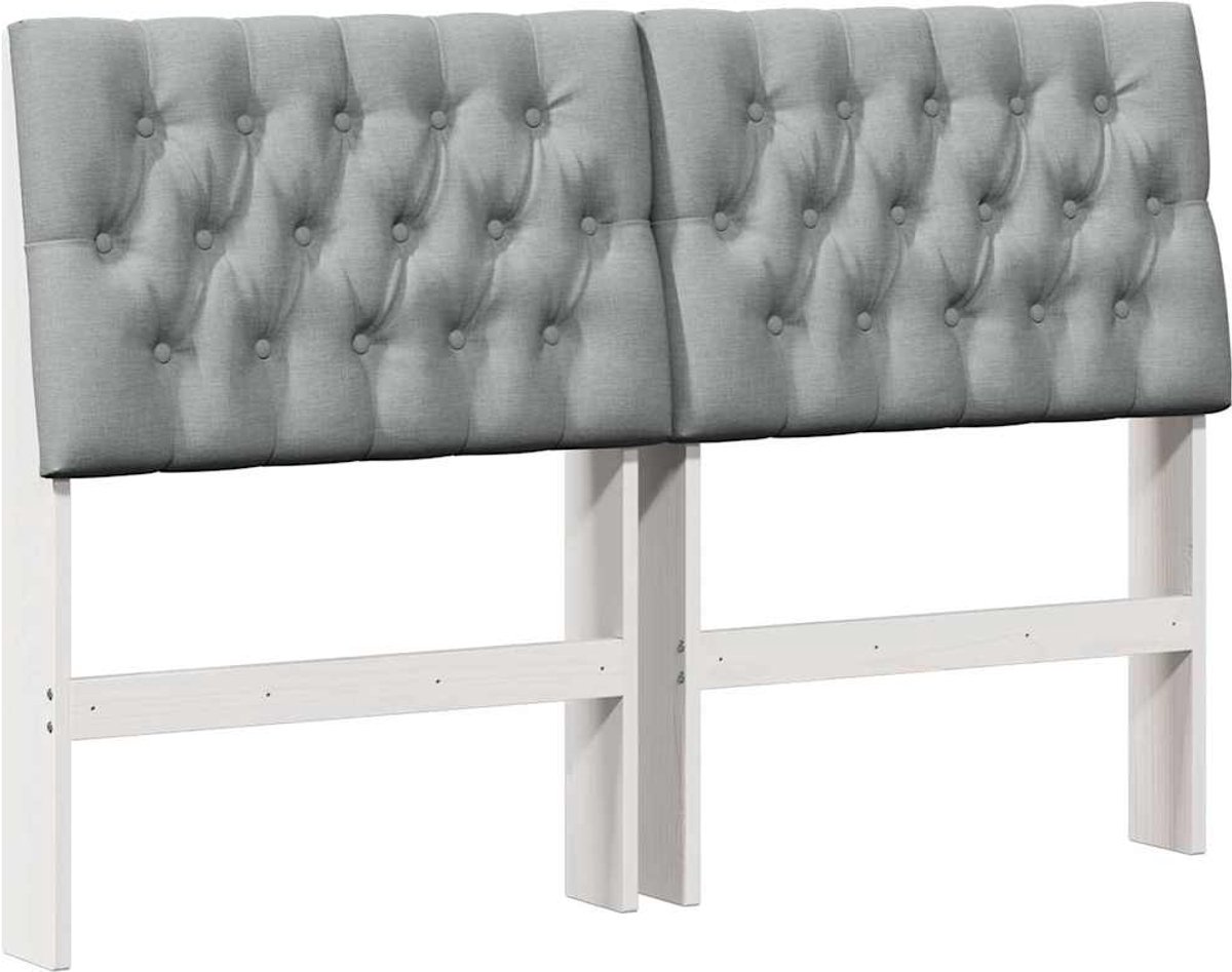 vidaXL Gestoffeerd - hoofdbord - Lichtgrijs - 150 - cm - Massief - grenenhout