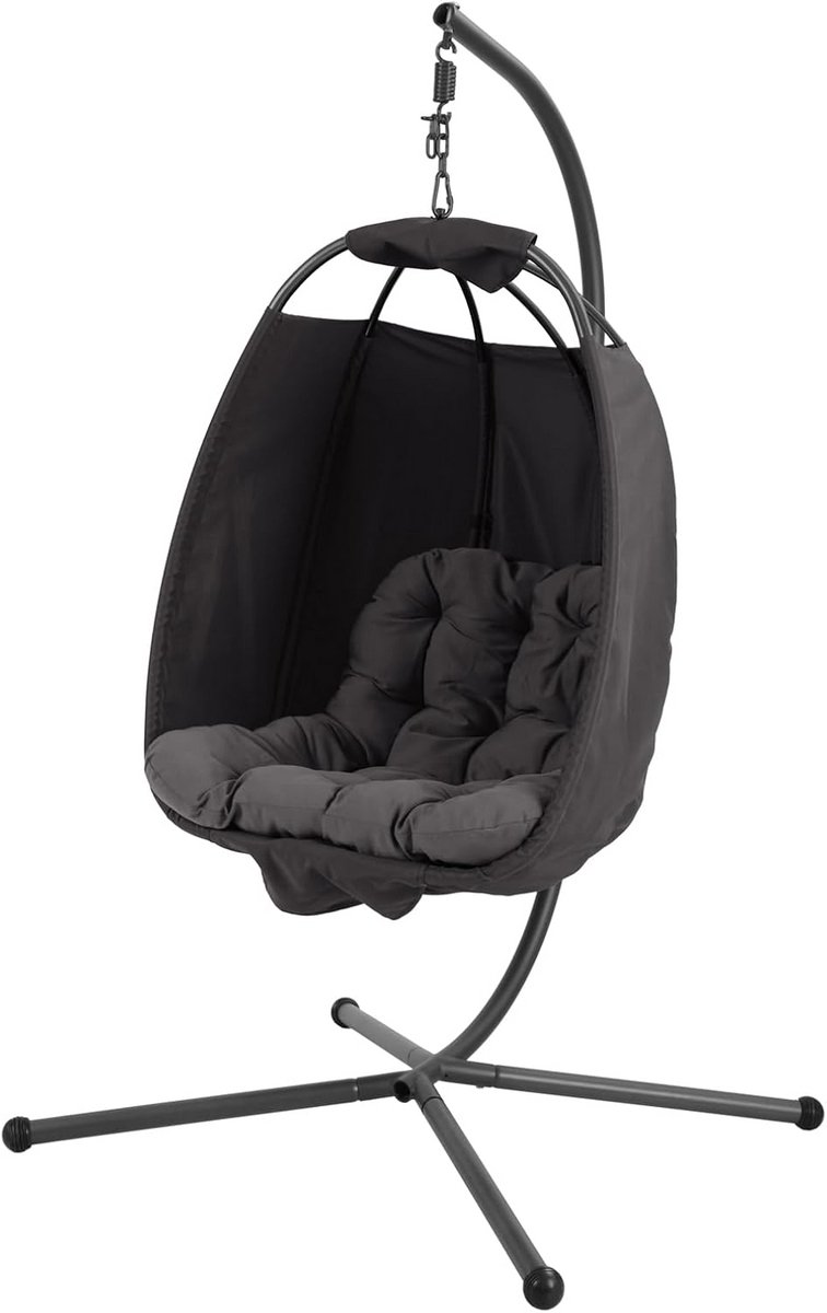 Comfortabele Inklapbare Hangstoel met Frame voor Buiten en Binnen - Donkergrijs