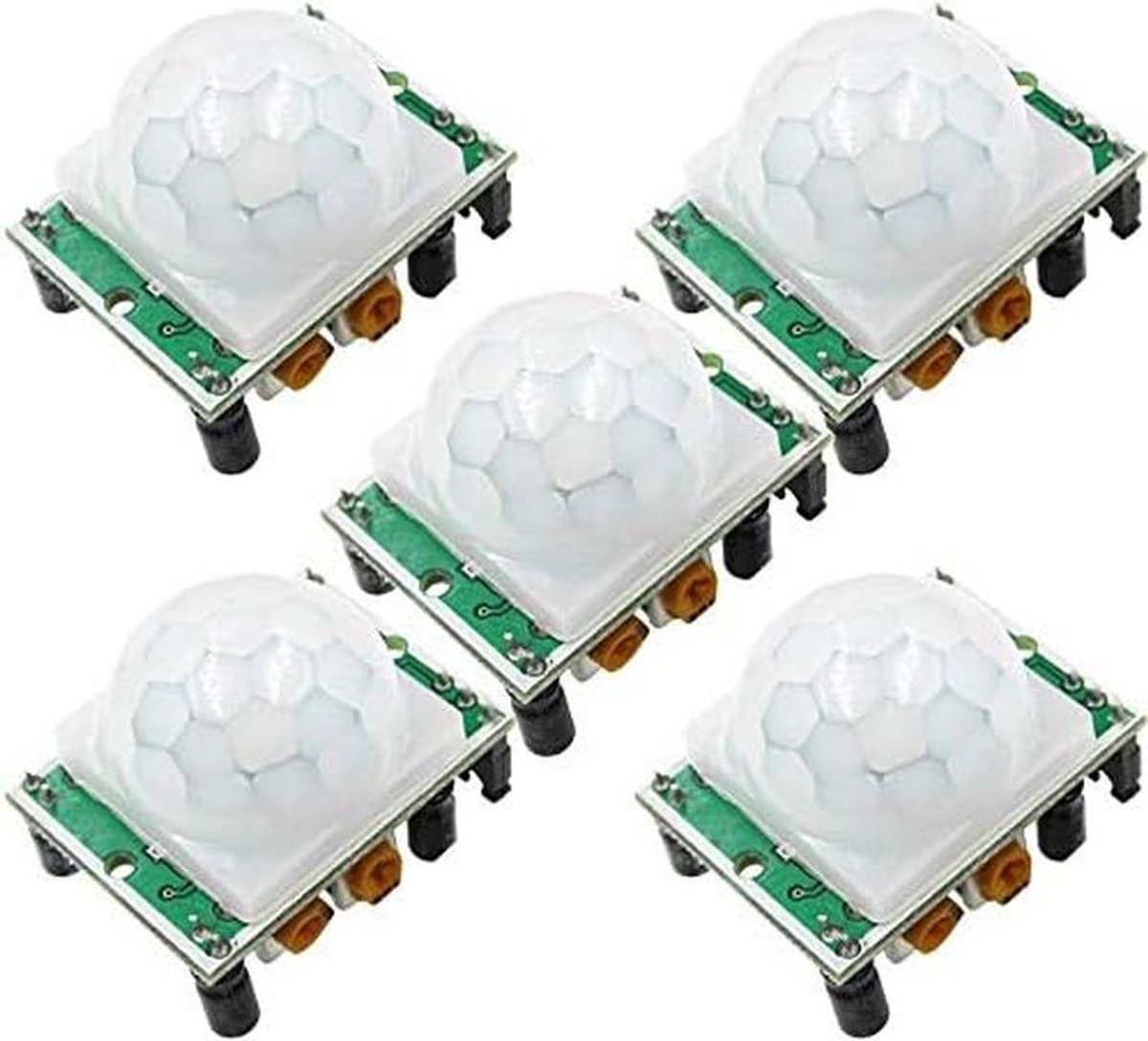 5-Pack Instelbare Infrarood Bewegingssensor Module - PIR Sensor 4.5V-20V DC