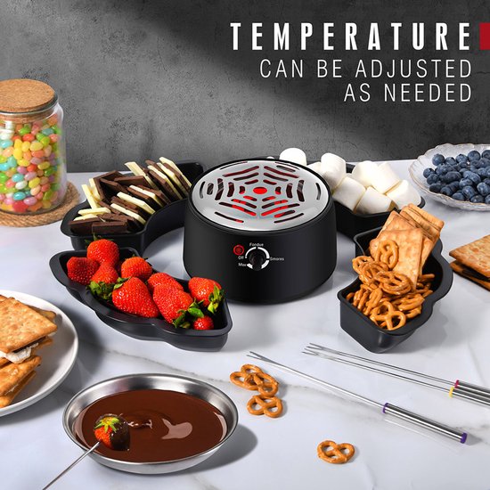 2-in-1 Geïntegreerde Elektrische Hotpot Set - Marshmallow Maker - Losneembare Tray - 4 Houders voor Grillstokjes - Vaste Marshmallow Station - Chocolade Smeltpot — afbeelding 4