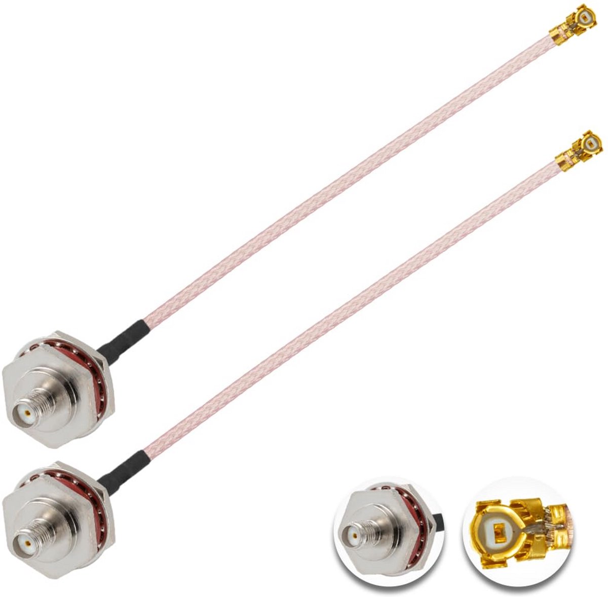 2 Stuks U.FL IPEX naar SMA Vrouwelijke Waterdichte Coaxiale Kabel RG178 - 20cm Laag Verlies