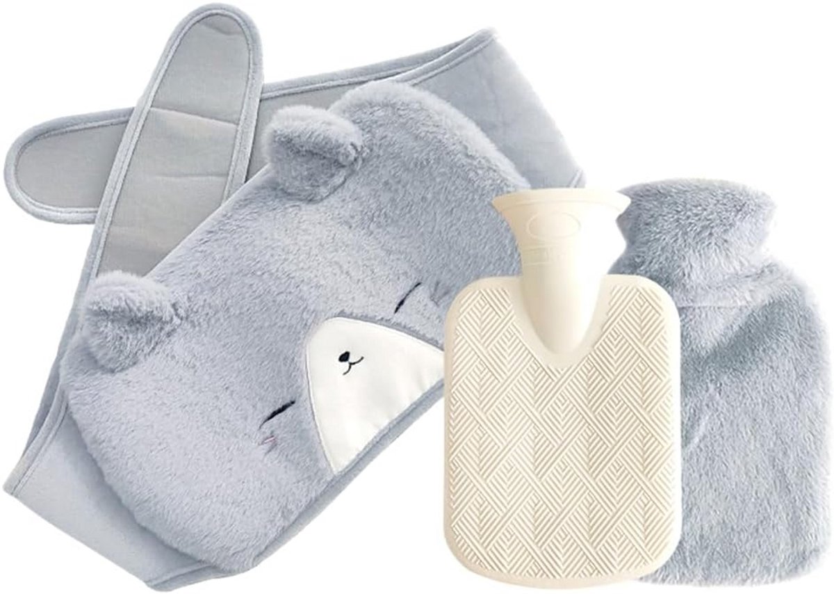 Warmwaterkruik met Riem en Zachte Pluche Hoes - Verwarmend en Verlichtend voor Rug en Buik