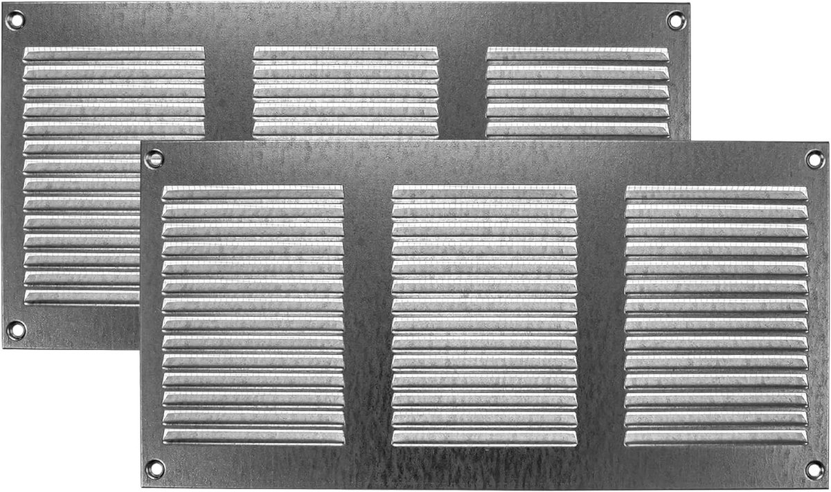 Ventilatierooster 30x15 cm met Insektengaas - Verzinkt Metalen Luchtrooster (2 Stuks)