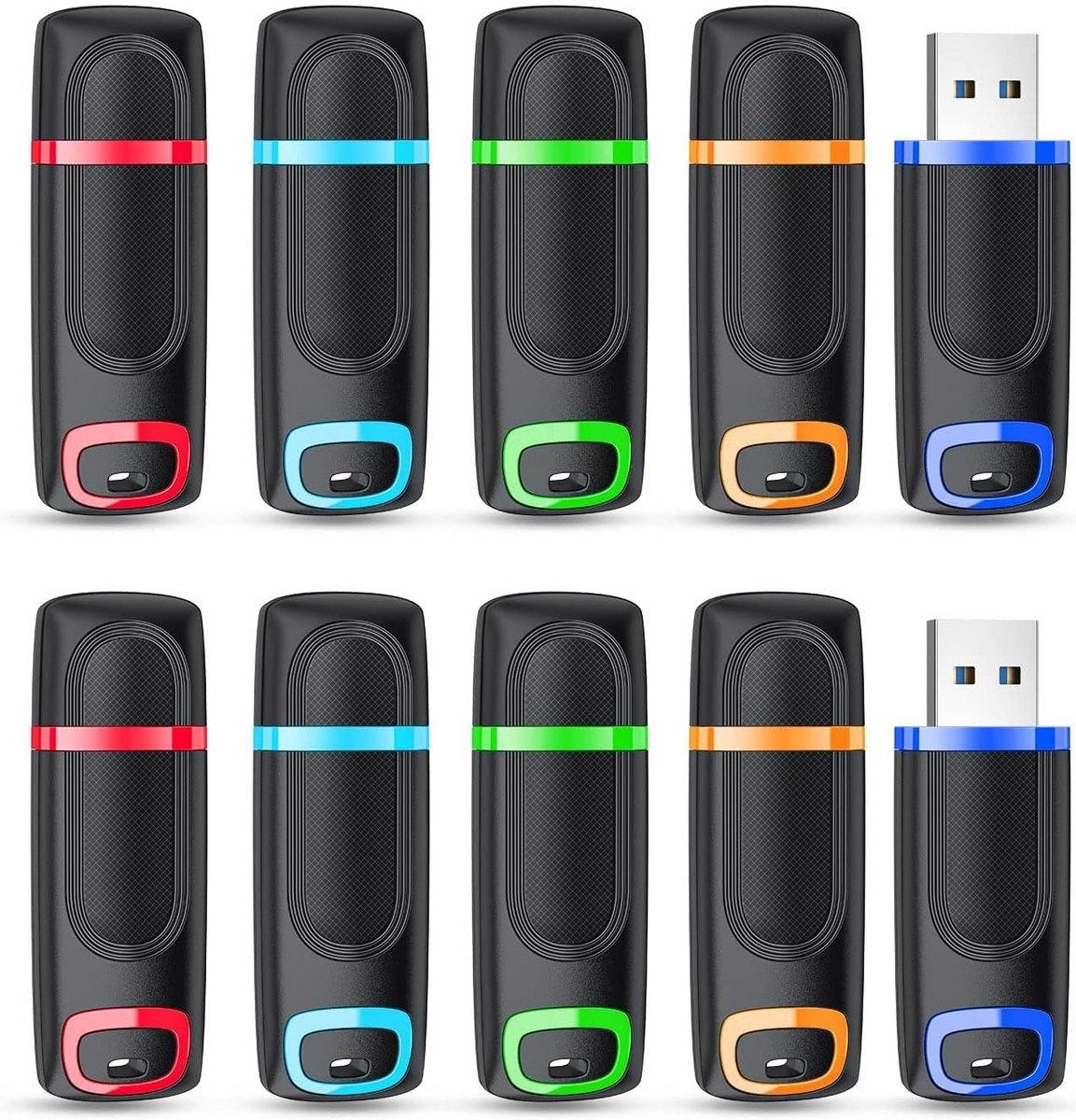 USB Sticks 10 Stuks 128 GB Grote Opslag (Diverse Kleuren) voor PC, Laptop en Auto