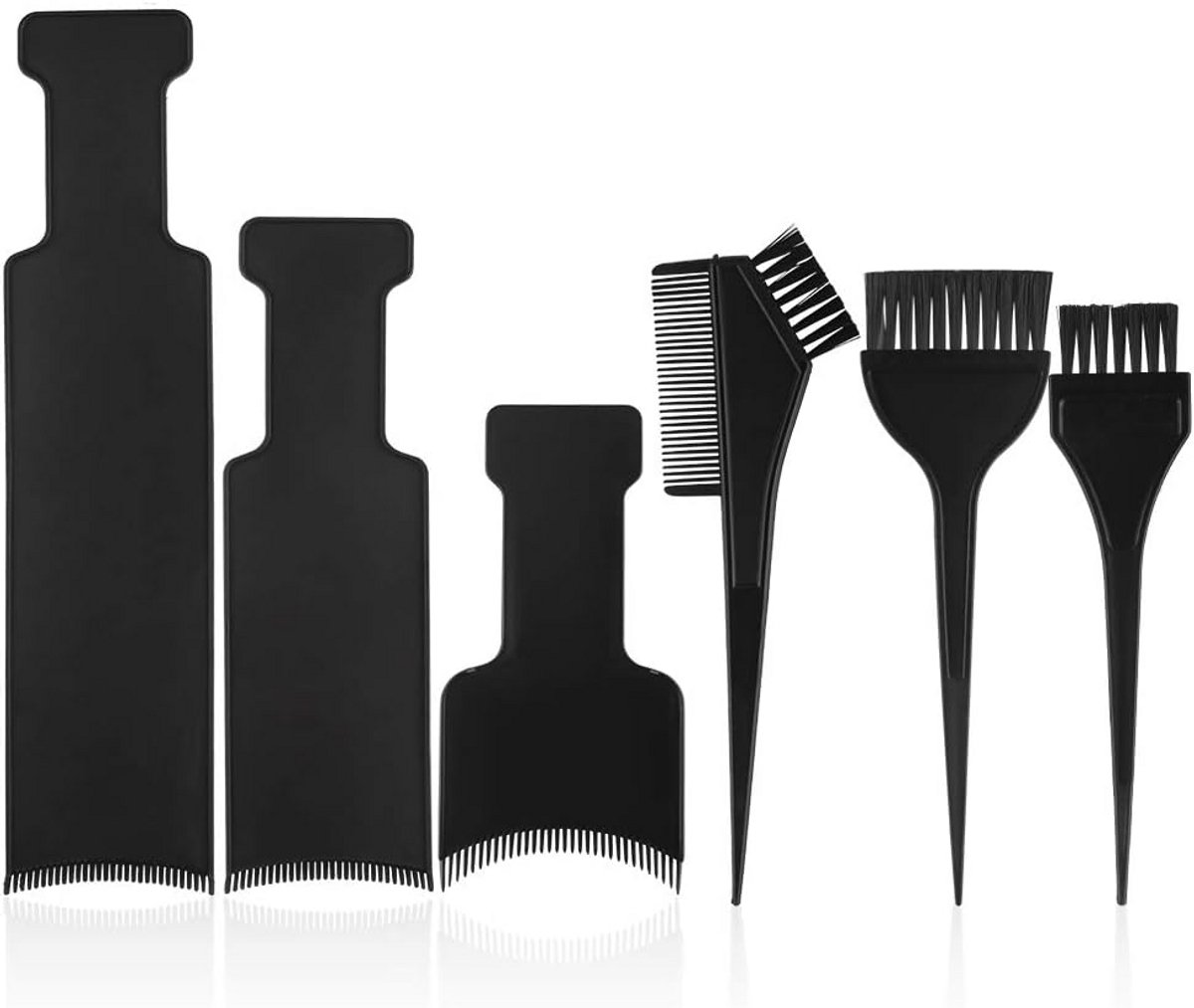 6 Delige Set: Haarverf Highlights Folies en Verfkwasten voor Kapper en Thuis Gebruik