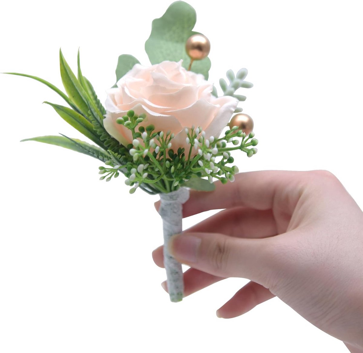 Boutonnières Set van 6 Lichtroze Bruiloftsrozen voor Revers