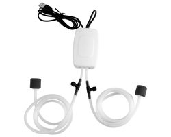 QTTVBTNA - Zuurstofpomp aquarium - 1.5L/min - Mini-zuurstofpomp - Aquarium Pomp - USB-Aquarium Luchtpomp - Met dubbele luchtsteen en slang - Voor Kleine & Middelgrote Aquariums - Wit - 1 Stuk