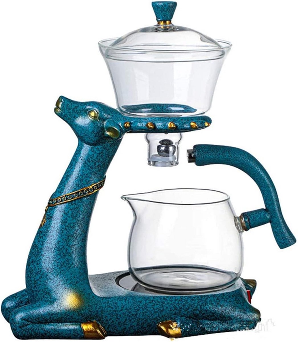 Hittebestendige Kungfu Glazen Theeset met Warmer en Automatische Waterkering