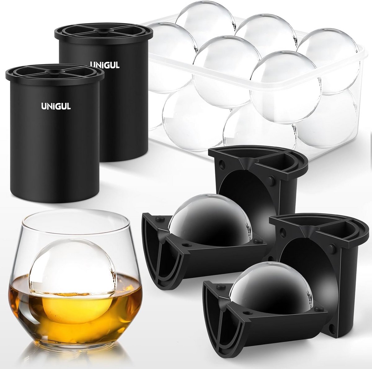 Kristalheldere IJsbal Maker, 6,3 cm, RVS, Perfect voor Whisky en Cocktails