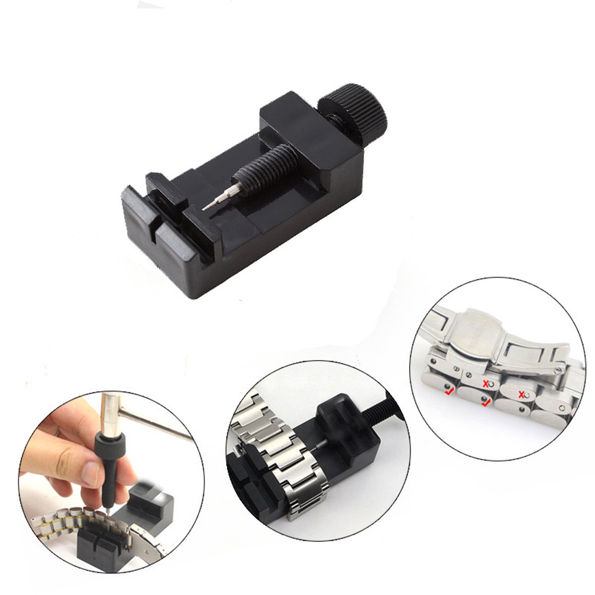 Gereedschap voor het verwijderen van horlogebandjes, stalen horlogebandje, demontagegereedschap, mini-horlogebandversteller, mini-gereedschap voor het verwijderen van horlogebandjes