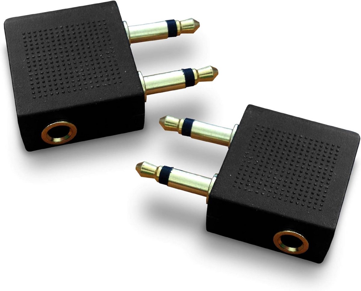2 Stuks Gouden Koptelefoon Adapter voor Vliegtuig Entertainment Systemen