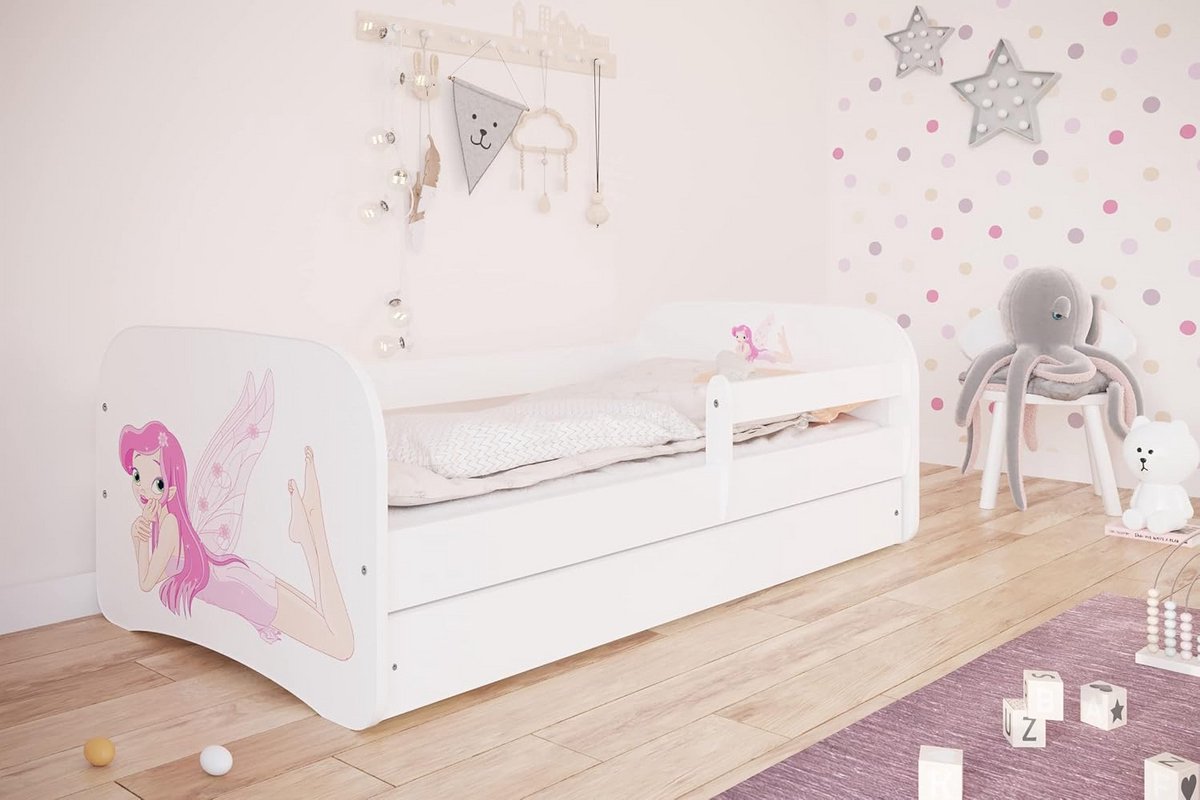Veilig Kinderbed Wit met Valbeveiliging, Matras en Lade