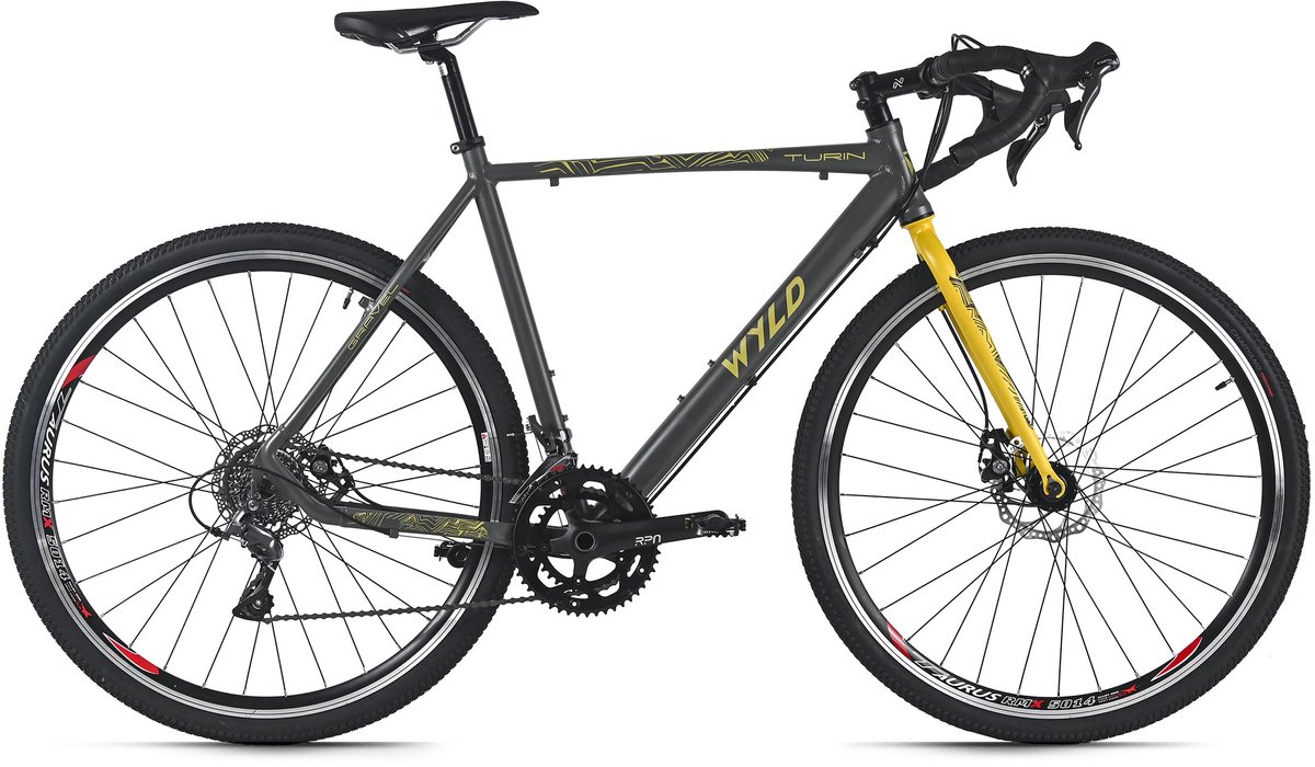WYLD gravelbike 28'' Turin grijs-geel 16 versnellingen framemaat 56 cm