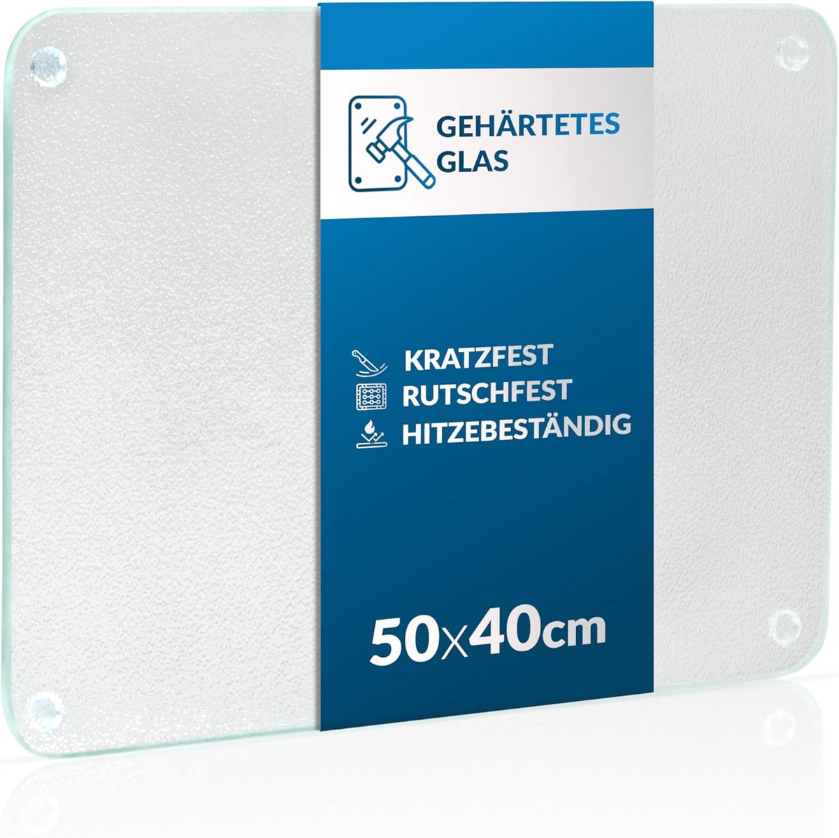 Hittebestendige Glazen Snijplank 50x40 met Antislip Voeten
