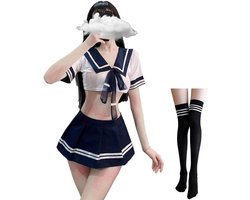 Seksuele Schooluniform Cosplay Set - Sexy Lingerie Kostuum voor Dames met Sokken