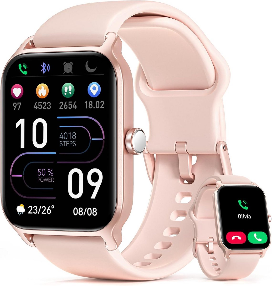 Smartwatch met Telefoonfunctie, Alexa, IP68 Waterdicht en 100+ Modi voor Android & iOS