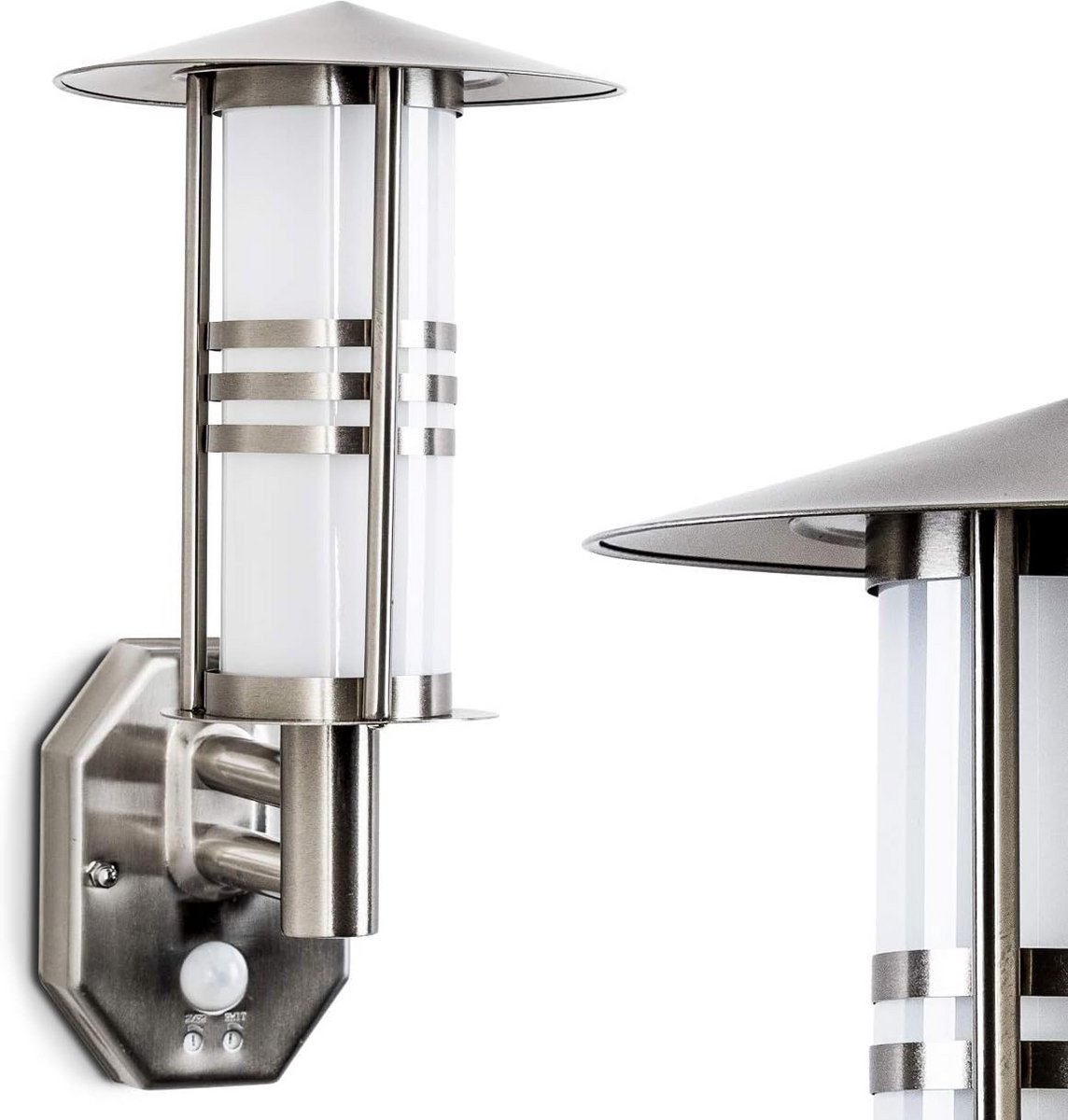 Moderne Rvs Buitenwandlamp met Bewegingssensor | Waterdichte IP44 Wandlamp voor Tuin en Terras