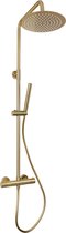 Novi - Complete Regendouche set - Mat Goud - Rond - Stortdouche - Handdouche - Mengkraan - met PVD coating - Installatiemateriaal