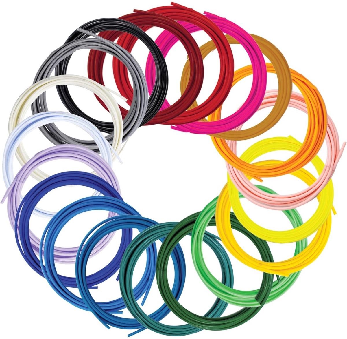 GelldG Navulpakket voor 3D-printerpennen - PLA-materiaal - Geschikt voor SCRIB3D, PIKA3D, MYNT3D en de meeste andere 3D-printerpennen - 20 kleuren - 5 meter - 1,75 mm Willekeurige kleur