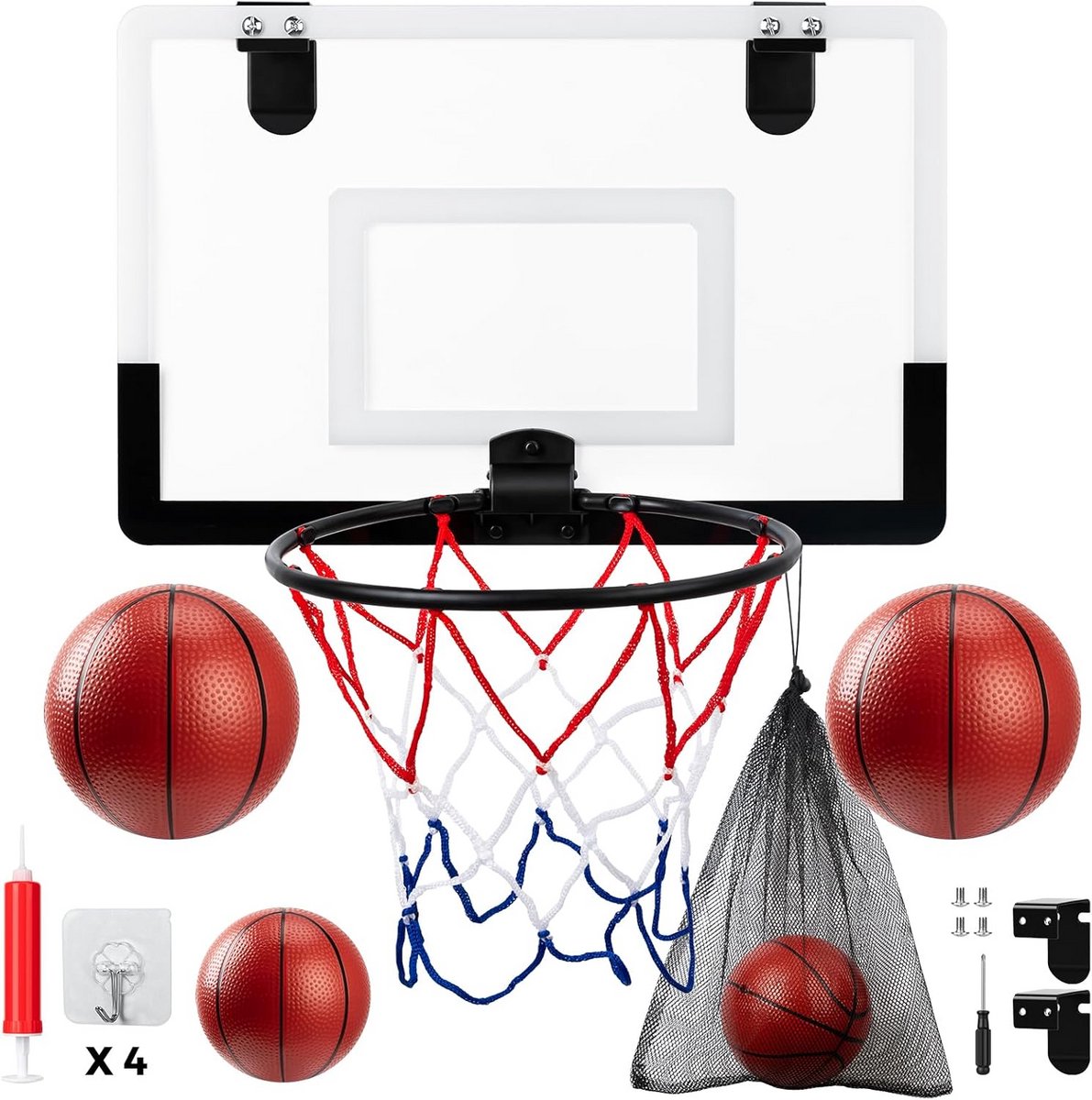 Mini Basketbal Set voor Kinderen en Volwassenen - Binnen en Buiten - Inclusief Haakjes