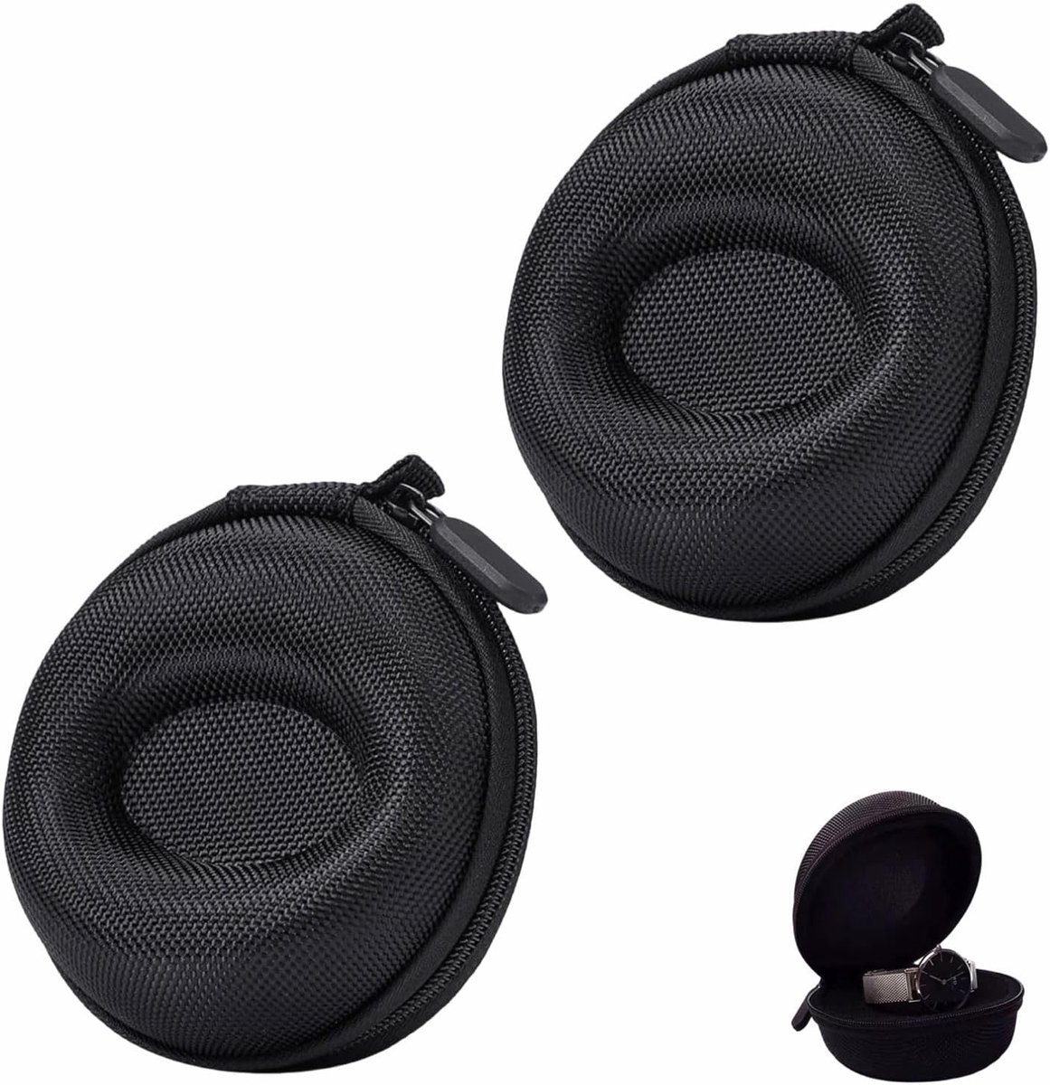 2 stuks reis-horlogedoos - zwart - draagbare horlogedoos - horloge-opbergdoos met ritssluiting voor mechanische smartwatches en accessoireopslag
