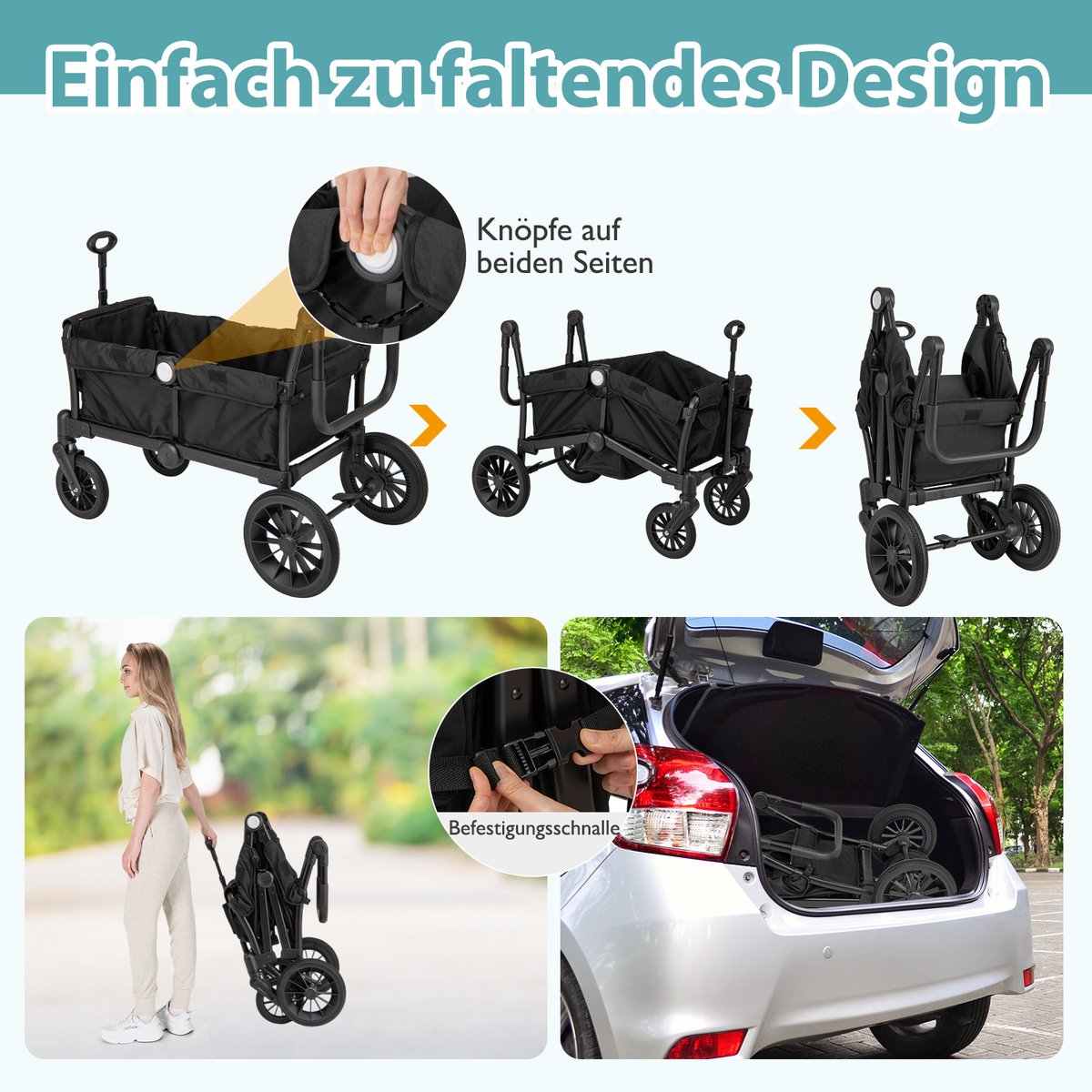 FDS 2-in-1 Dubbele Kinderwagen Inklapbaar met Verstelbare Handgreep - afbeelding 3