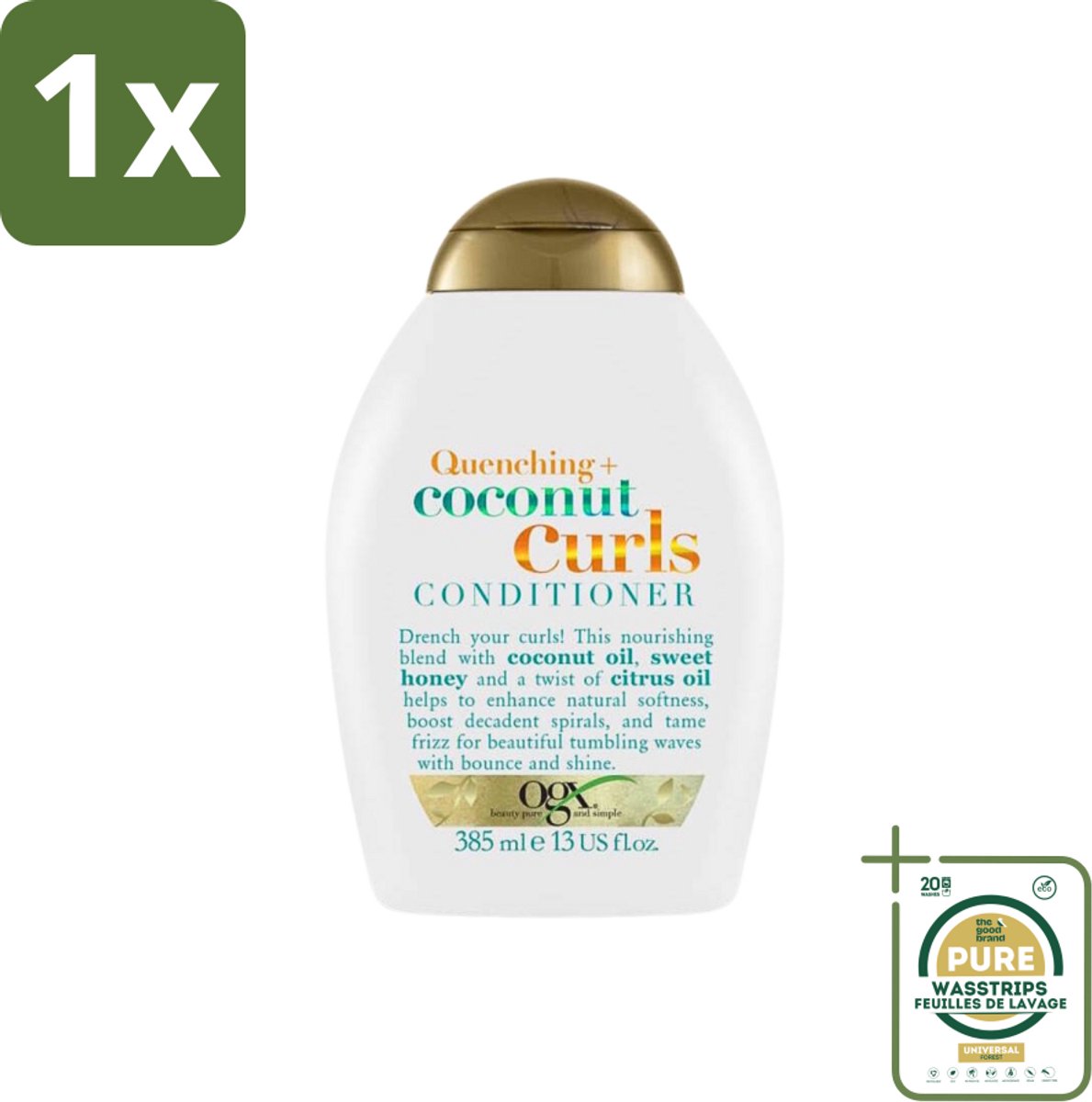 1 x OGX - Coconut Curls - Conditioner - Krulverzorging - Voedend - 385 ml- Krulverzorging - Kokosolie - Kruldefinitie - Voedend Haar - Anti-pluis