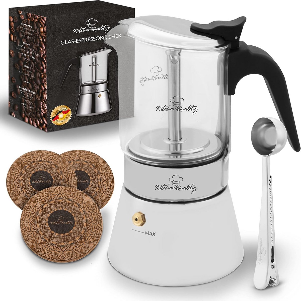 Espressomaker Glas Roestvrij Staal voor 4 Kopjes Geschikt voor Alle Warmtebronnen