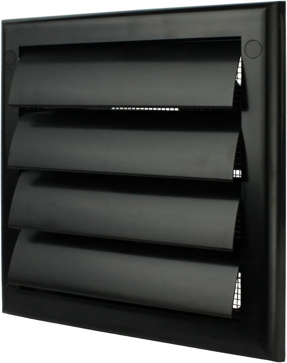 Zwart Ventilatiemasker met Lamellen en Insectenwering - Ø 100 mm