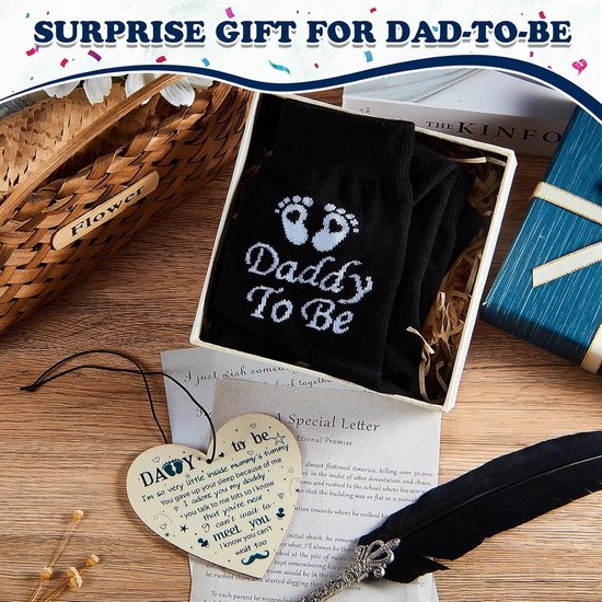 Cadeauset voor Aankomende Vader: Sokken en 'Daddy to Be' Houten Hart voor Zwangerschap — afbeelding 4