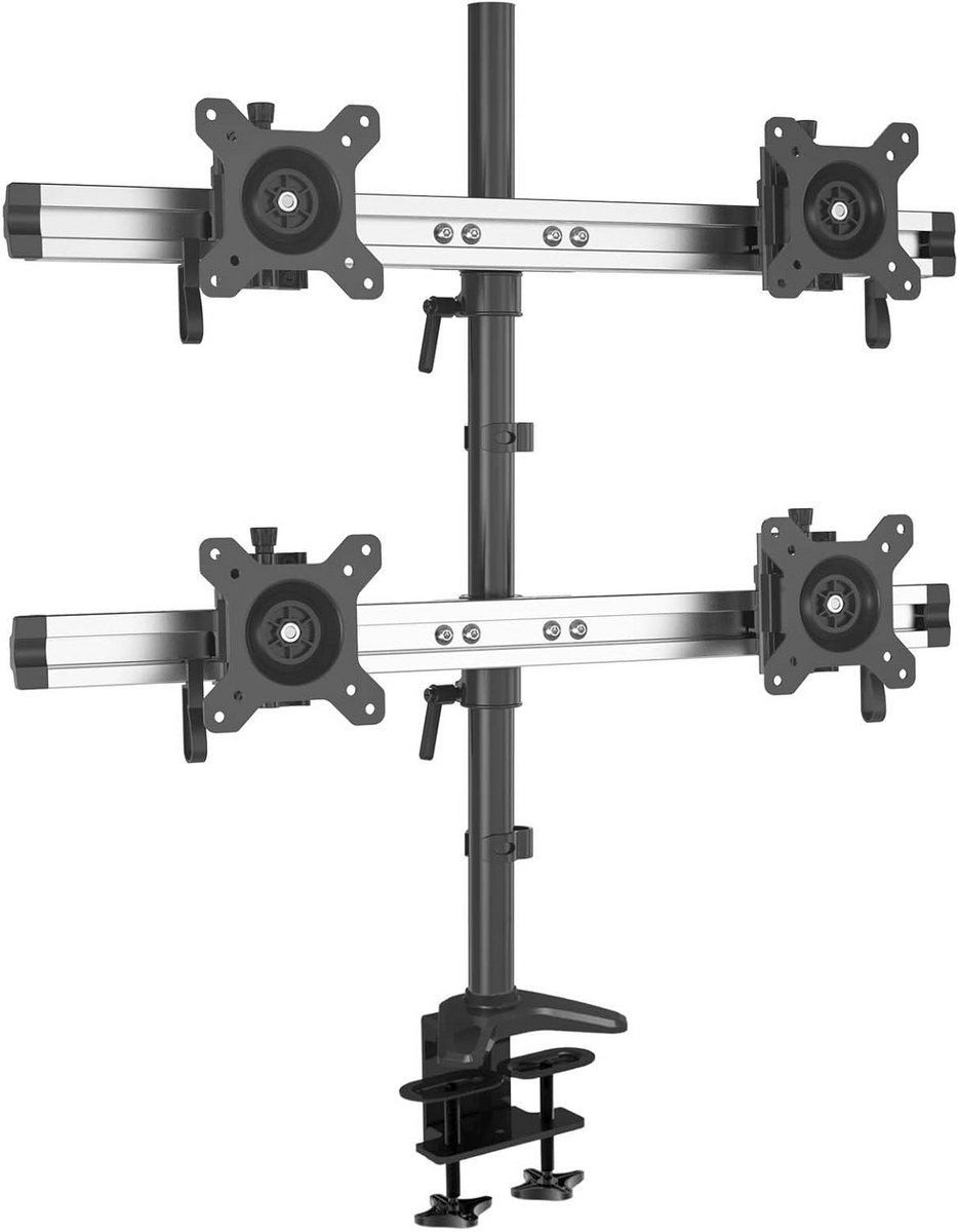 Monitor Arm voor 4 Schermen 15-27 inch - Desk Mount met VESA 75/100