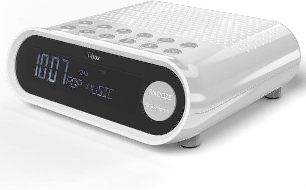 Wekker Radio met DAB+ en FM, Wit, Compact Model