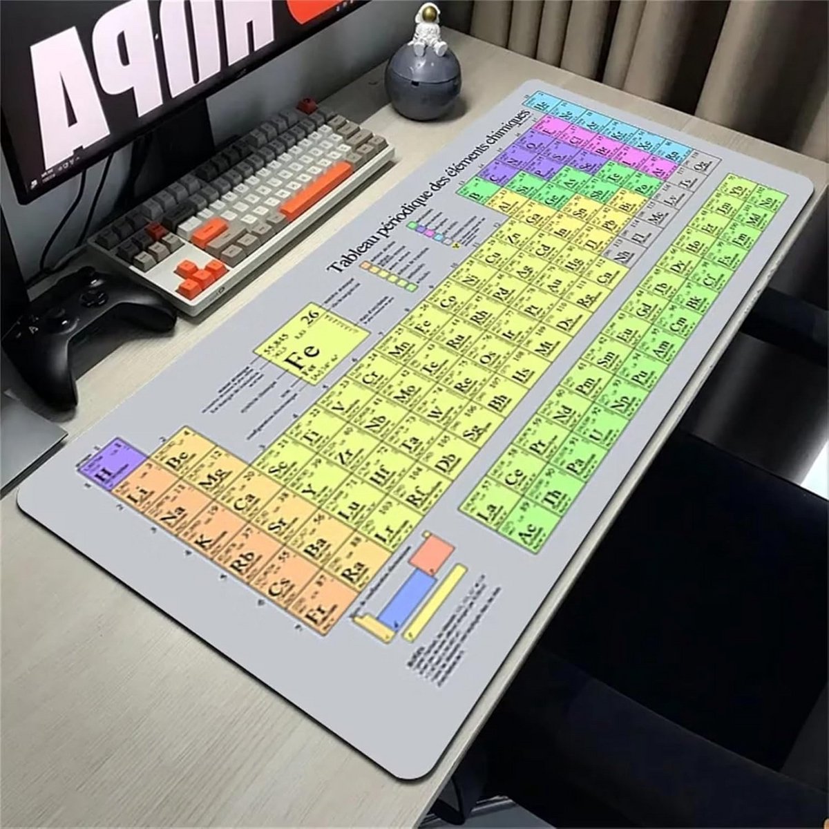 XXL Gaming Muismat Bureauonderlegger 800x400mm met Periodiek Systeem Design