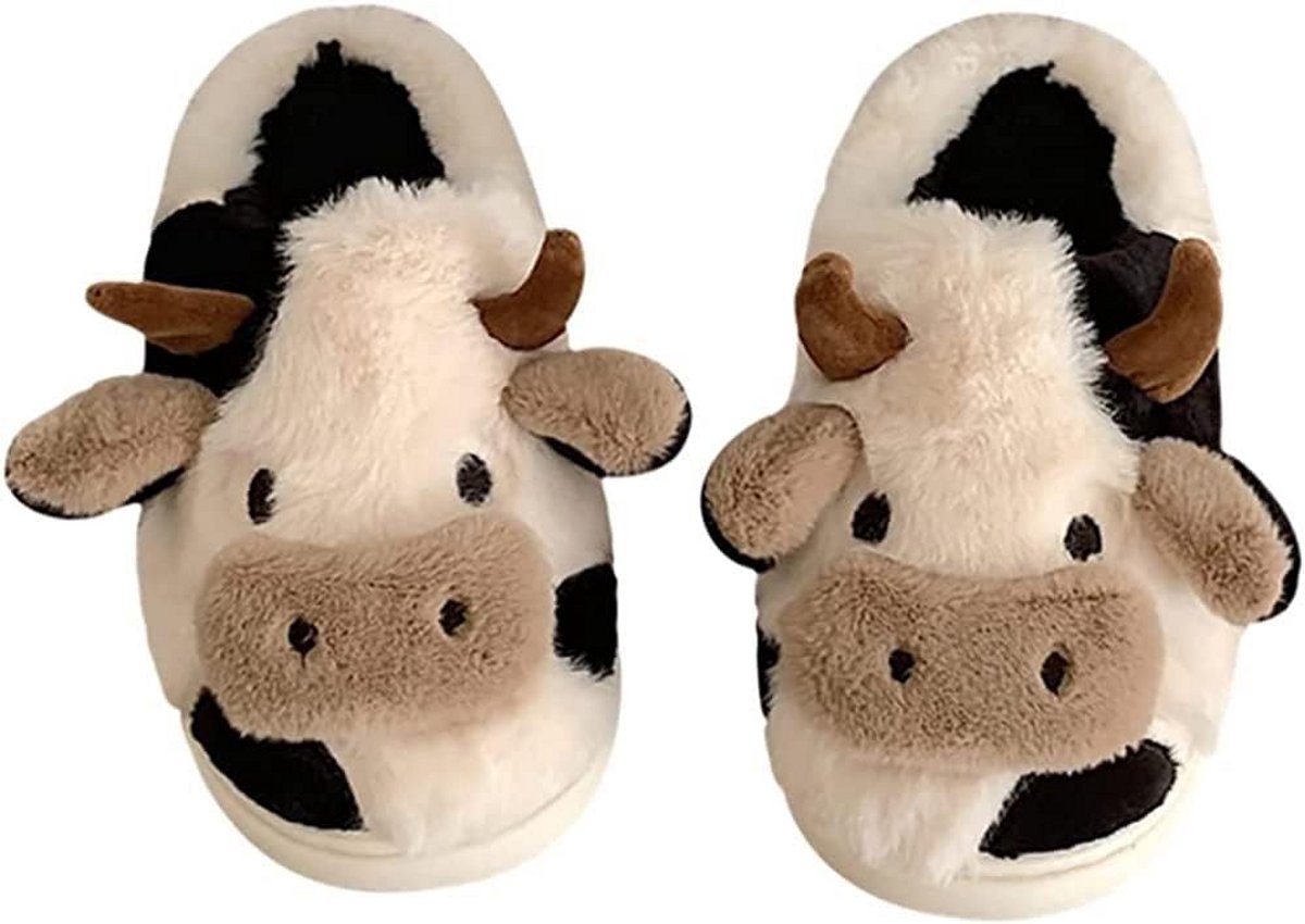 Schattige Kawaii Koe Pantoffels voor Dames - Warme Thuis Muiltjes