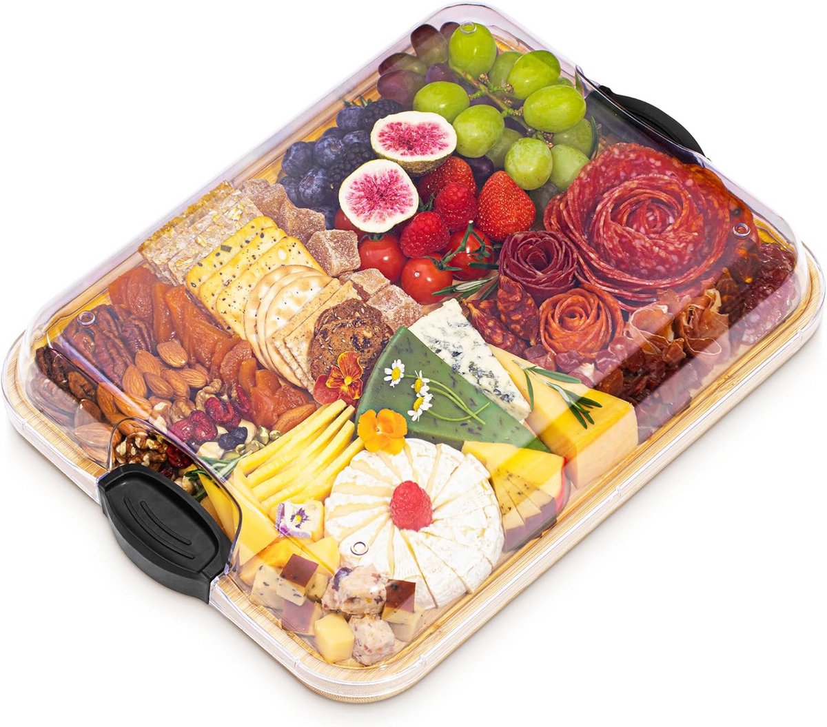 Luxe Bamboe Kaasplank met Acryl Deksel voor Charcuterie en Snacks