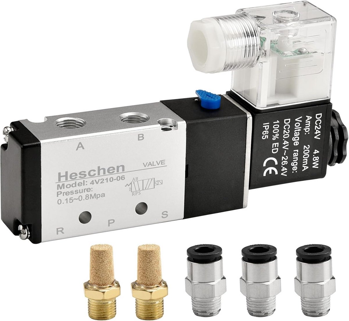 Pneumatisch Magneetventiel 5/2 Weg Dubbele Positie 24V DC Werkspanning met Aansluitingen