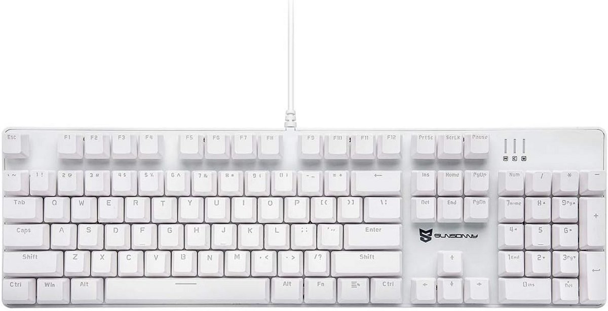 Mechanisch Gaming Toetsenbord Wit 104 Toetsen Amerikaans Layout Bruine Schakelaars Verstelbare LED Achtergrondverlichting