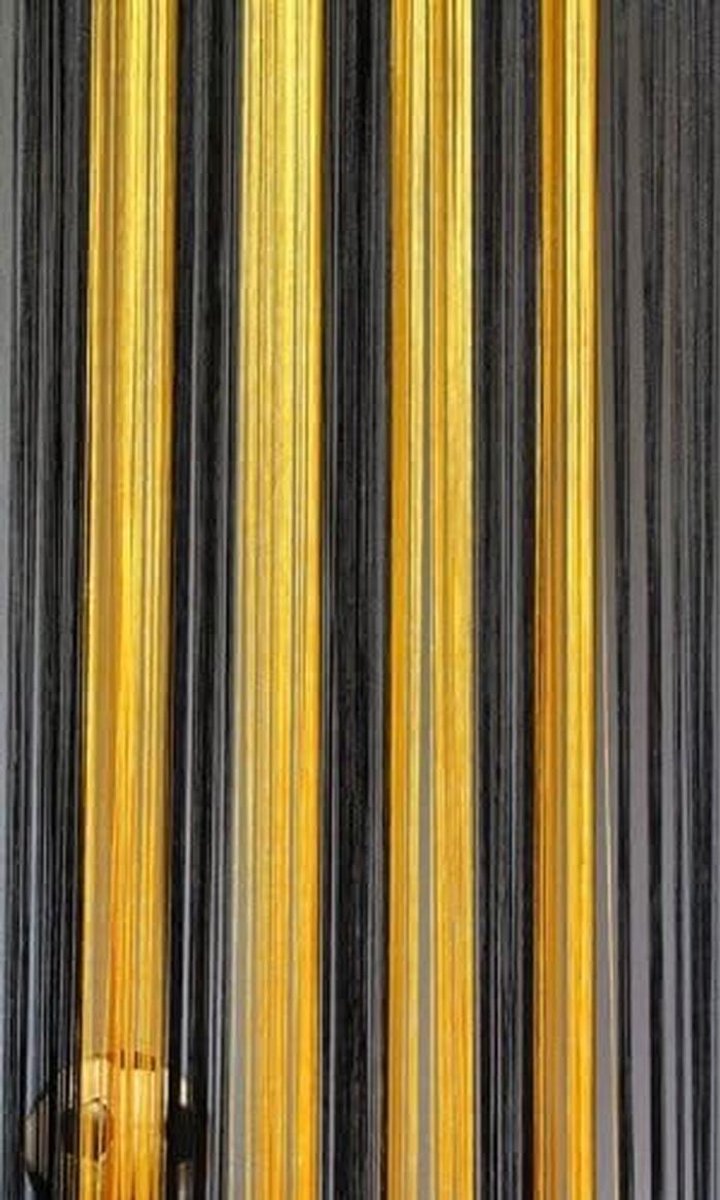 Draadgordijn Zwart Geel 90x240 cm - Geschikt als Deurgordijn en Roomdivider