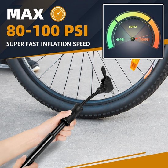 Draagbare Mini Fietspomp - Universeel voor Fiets, MTB, BMX & Motor - Presta, Schrader, Dunlop — afbeelding 2